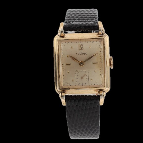 Zodiac Accessories - Vintage Zodiac Art Deco Men's Mechanical Wristwatch 10 Swiss 10k Gold Filled